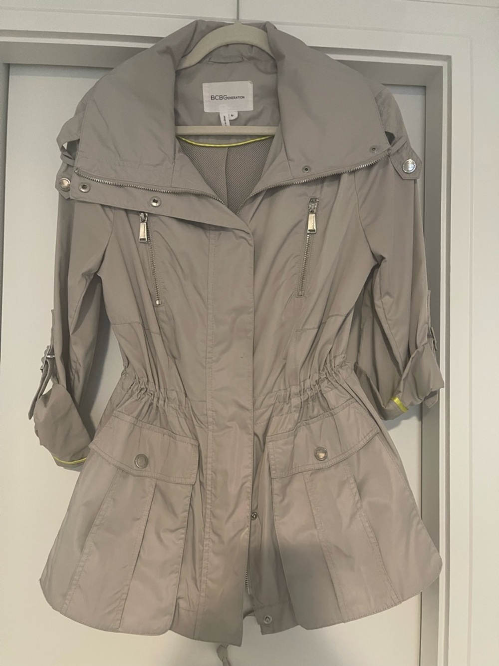 BCBGeneration Taupe Utility Anorak with Yellow Trim